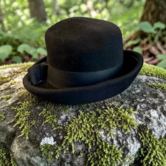 Vintage 1940s Bowler Hat-Henry Pollak NY-Wool Derby-Black-Unisex-Classic-Peaky main image 4